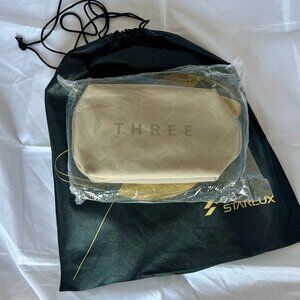 STARLUX Business Class Brown Canvas Amenity Kit by THREE w/ Slippers - SEALED